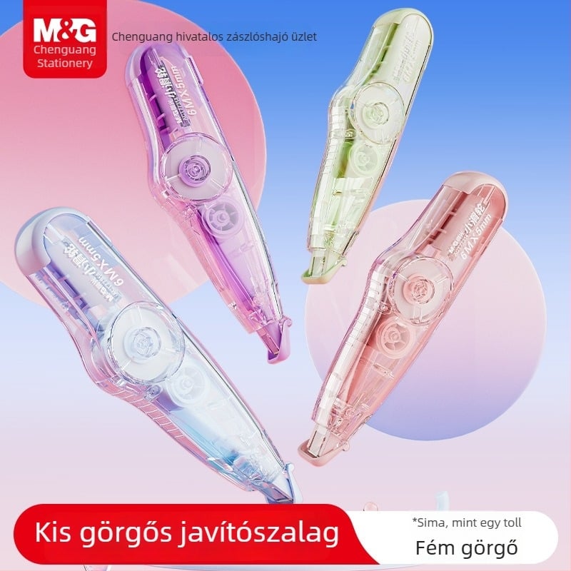 Morning Mg Light kis görgős korrigáló szalag, 6 m hosszú, fém görgő fej, tartós, cserélhető mag, átlátszó mag a javításhoz