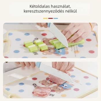 Kétoldalas vágódeszka maci mintával, gyümölcs- és zöldségvágáshoz, vastított, csúszásmentes, háztartási konyhai használatra