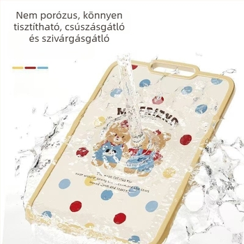 Kétoldalas vágódeszka maci mintával, gyümölcs- és zöldségvágáshoz, vastított, csúszásmentes, háztartási konyhai használatra