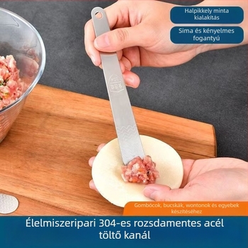 Rozsdamentes acélból készült gombóc- és baozi készítő eszközök — töltelék spatula, töltelék keverőkanál és töltelék felvételi eszköz