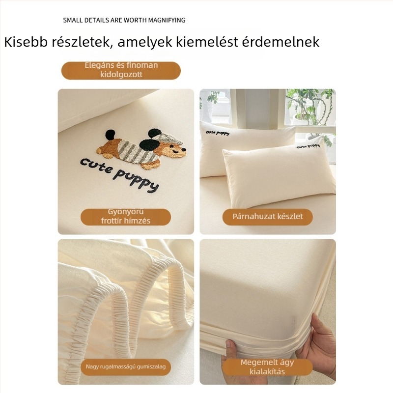 Mosott pamut gumis lepedő, egyágyas 1,5 m (5 ft) ágyhoz, egyszínű, matracvédővel.