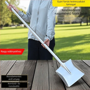 Rozsdamentes acélból készült vastagított négyszögletes fejű spatula kantinok és iskolai konyhák számára, nagy méretű hosszú konyhai spatula kör fejjel