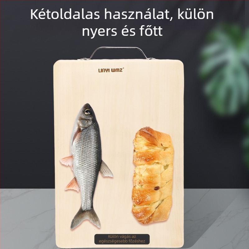 Ginkgofa tömörfa vágódeszka, négyszögletes, kétoldalas, vastag, konyhai