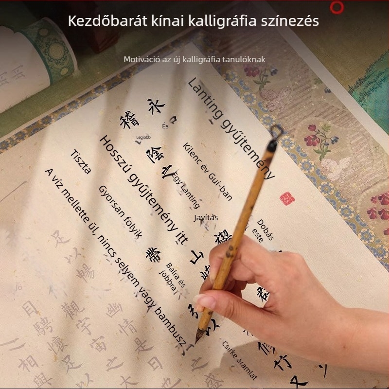 Színes rizspapír átírókönyv kisméretű íráskészséghez – ecsettel való írás gyakorlat, kínai tanulmányok kezdőknek