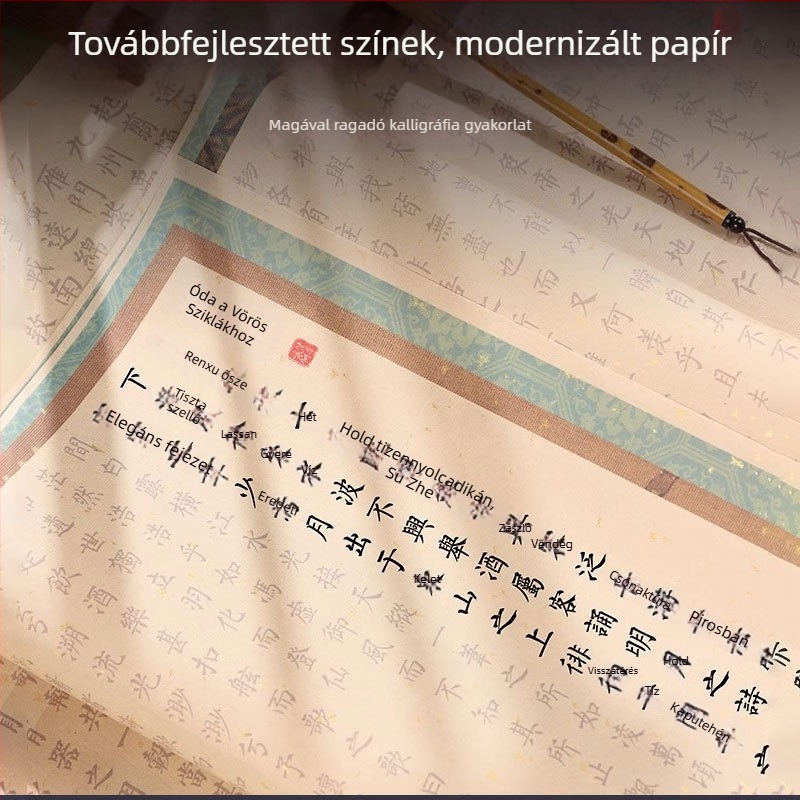Színes rizspapír átírókönyv kisméretű íráskészséghez – ecsettel való írás gyakorlat, kínai tanulmányok kezdőknek