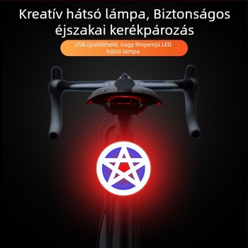 USB töltésű hátsó lámpa mountain bike és road bike-hoz, több üzemmódos szív alakú villogó hátsó lámpa éjszakai kerékpározáshoz