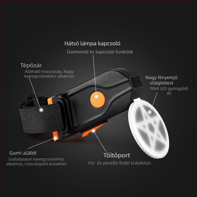 USB töltésű hátsó lámpa mountain bike és road bike-hoz, több üzemmódos szív alakú villogó hátsó lámpa éjszakai kerékpározáshoz