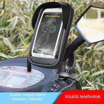 Vízálló kerékpáros telefontáska MTB-hez, motorkerékpárhoz és elektromos kerékpárhoz, hátsó tükörrel, 1 literes kapacitás