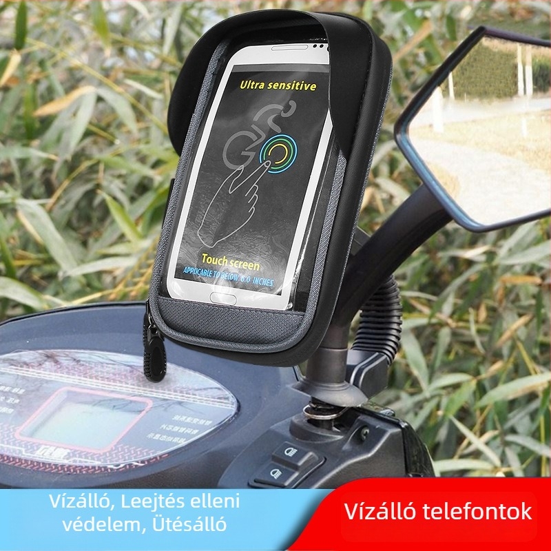 Vízálló kerékpáros telefontáska MTB-hez, motorkerékpárhoz és elektromos kerékpárhoz, hátsó tükörrel, 1 literes kapacitás