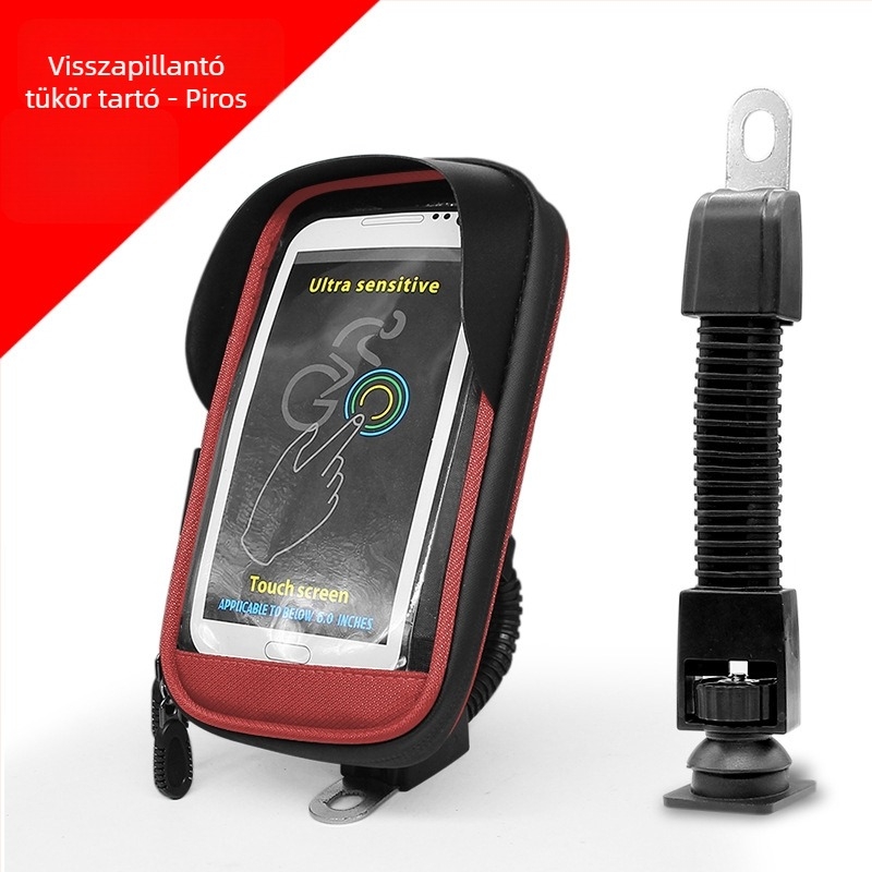 Vízálló kerékpáros telefontáska MTB-hez, motorkerékpárhoz és elektromos kerékpárhoz, hátsó tükörrel, 1 literes kapacitás