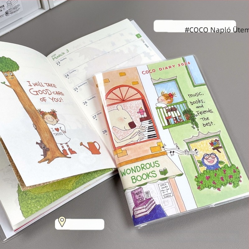 2026 Coco napló és tervező diákoknak: aranyos jegyzetfüzet