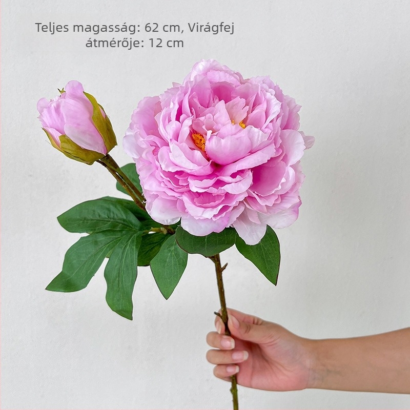 62 cm-es kétfejű paeonia művirág esküvői dekorációhoz és DIY virágkompozíciókhoz