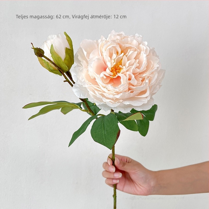 62 cm-es kétfejű paeonia művirág esküvői dekorációhoz és DIY virágkompozíciókhoz