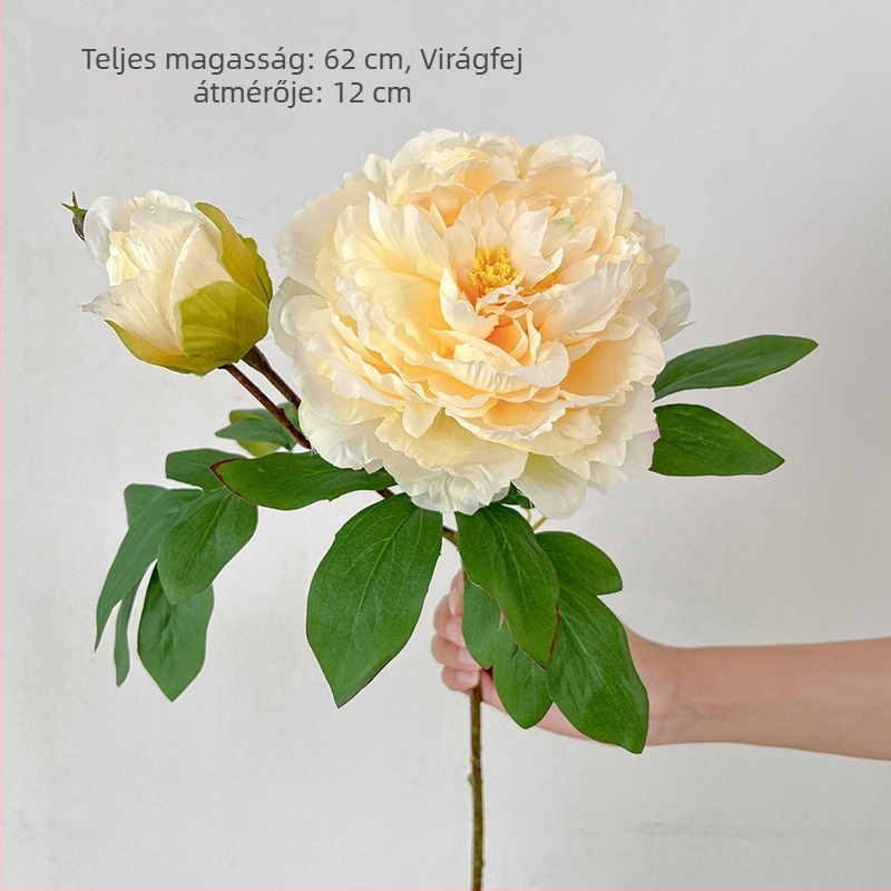 62 cm-es kétfejű paeonia művirág esküvői dekorációhoz és DIY virágkompozíciókhoz