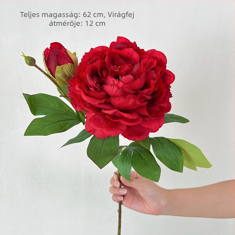 62 cm-es kétfejű paeonia művirág esküvői dekorációhoz és DIY virágkompozíciókhoz