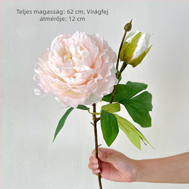 62 cm-es kétfejű paeonia művirág esküvői dekorációhoz és DIY virágkompozíciókhoz