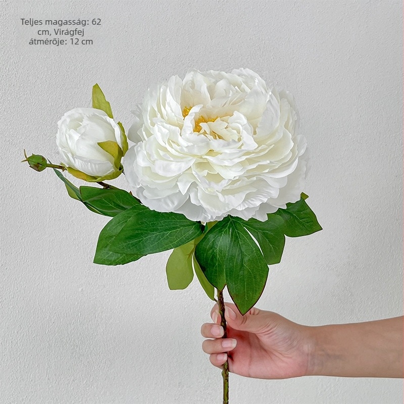 62 cm-es kétfejű paeonia művirág esküvői dekorációhoz és DIY virágkompozíciókhoz