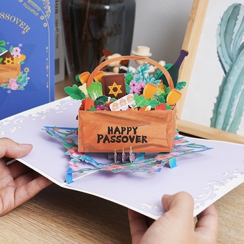 3D Pészah üdvözlőlap, kézzel készített pop-up