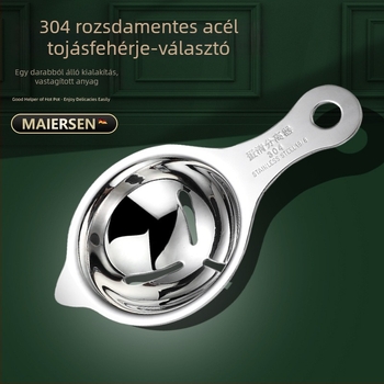 304 rozsdamentes acél tojássárgája–fehérje szeparátor, tojásszűrő, tojáselválasztó, háztartási sütőeszköz