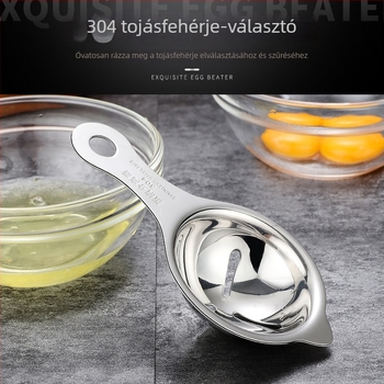 304 rozsdamentes acél tojássárgája–fehérje szeparátor, tojásszűrő, tojáselválasztó, háztartási sütőeszköz