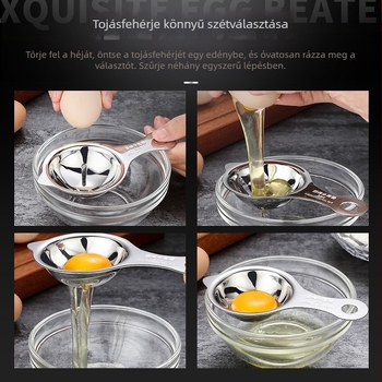 304 rozsdamentes acél tojássárgája–fehérje szeparátor, tojásszűrő, tojáselválasztó, háztartási sütőeszköz