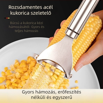 Kukoricahámozó és -szétválasztó, kézi használatra, konyhai eszköz rozsdamentes acélból