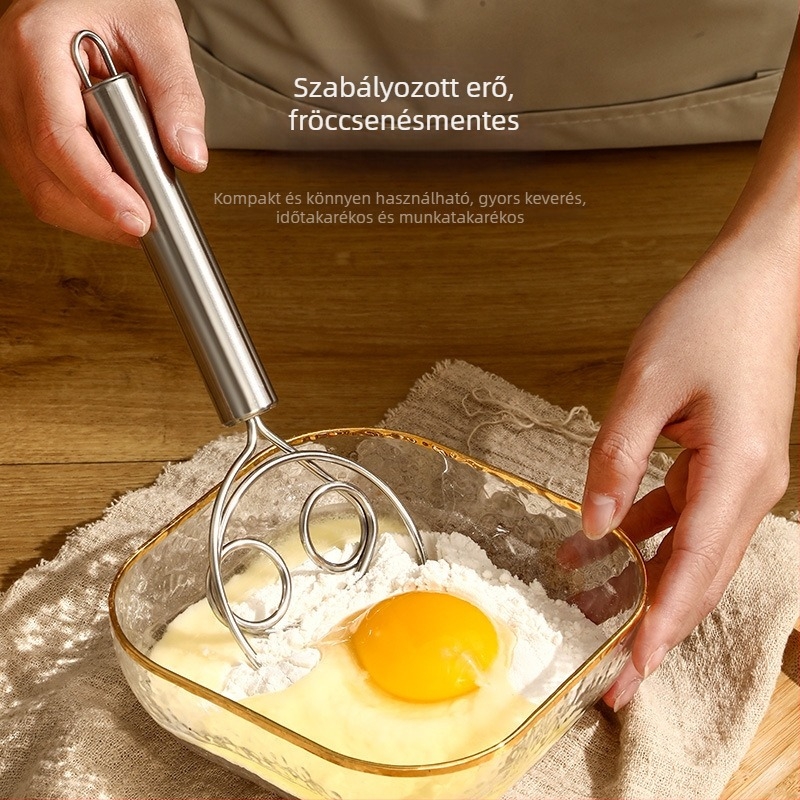Rozsdamentes acél tésztahabosító dupla spirálos tekerccsel és kézi krémverő, kézi mixer