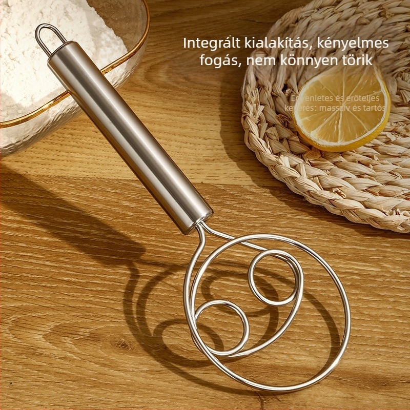 Rozsdamentes acél tésztahabosító dupla spirálos tekerccsel és kézi krémverő, kézi mixer