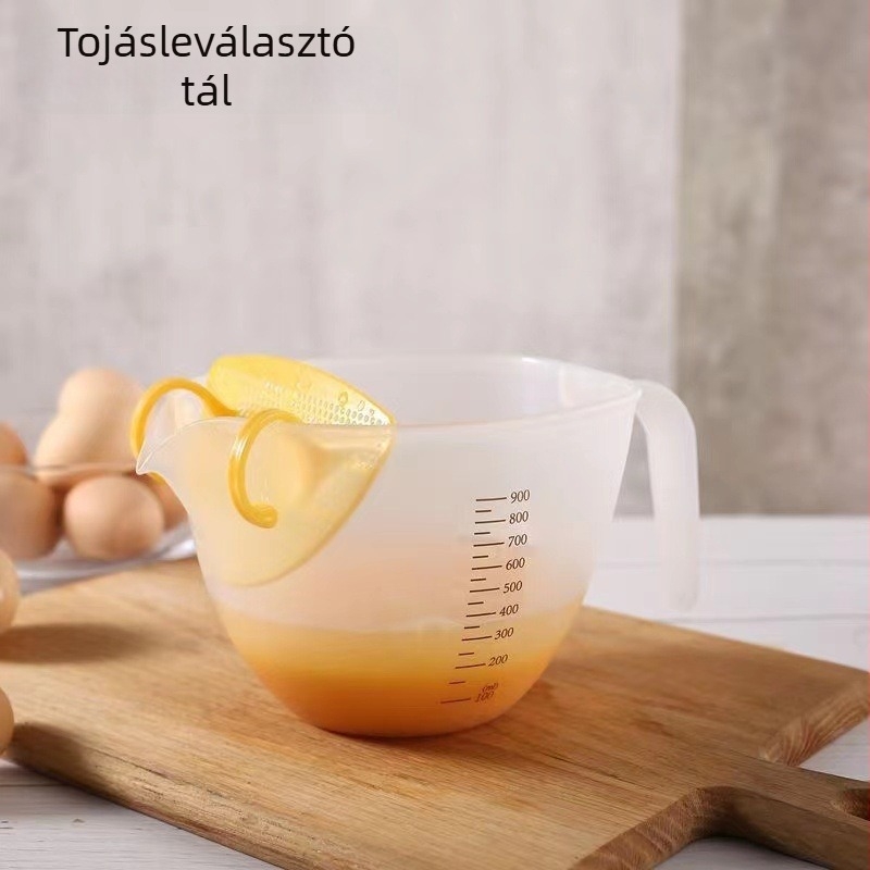 Többfunkciós tojás szeparáló tál fehérje szeparátorral, mérőkanállal és konyhai mérleggel