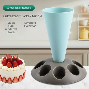 Torta- és sütemény dekorációs fúvókaállvány habzsák tárolóval