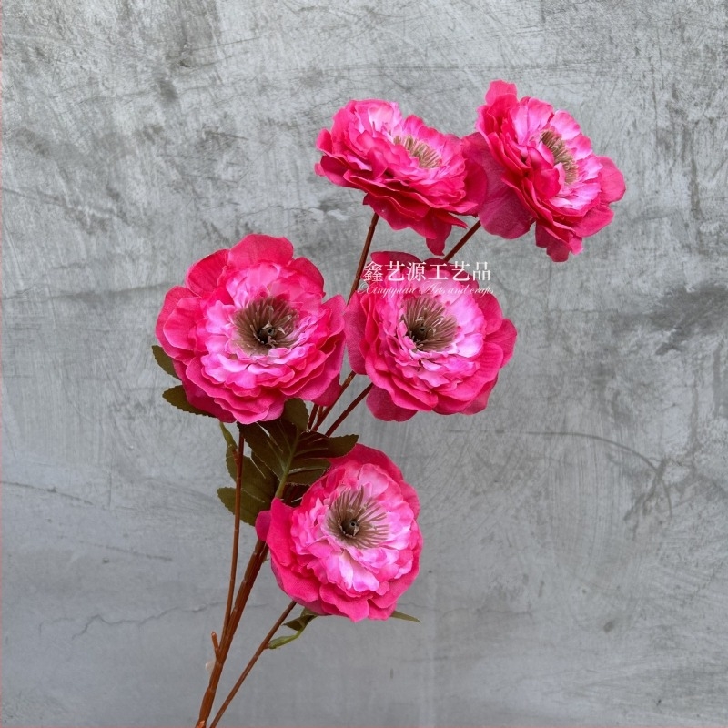 5 fejű mesterséges, többszintű bazsarózsa és lótusz hibiszkusz virágok esküvői csarnok dekorációjához