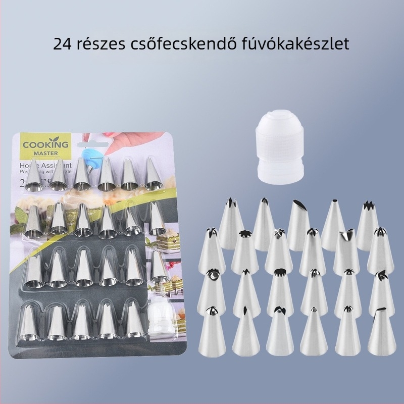 Rozsdamentes acélból készült torta- és süteménydíszítő készlet, újrahasználható, kézműves