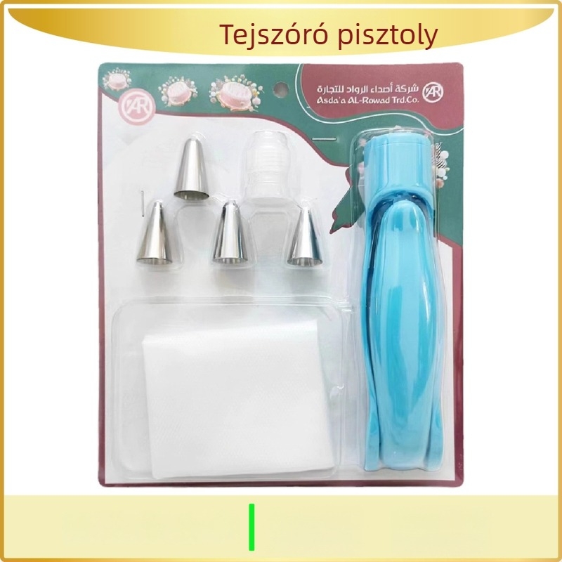 Sütemények és kekszek díszítéséhez készlet: díszítő pisztoly és nyomózsák