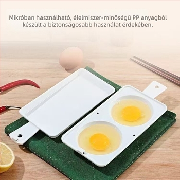 Mikrohullámú sütőhöz készült tojásgőzítő, konyhai tojás-pároló forma, két rekeszes omlett forma