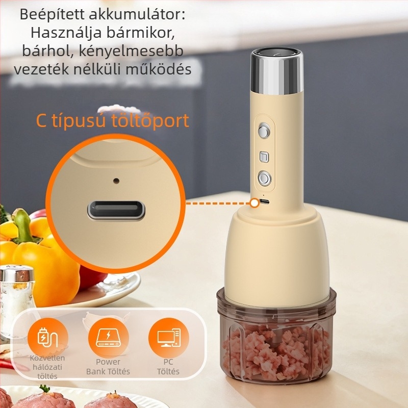 Családi használatú 2-in-1 húsdaráló vákuumfunkcióval és elektromos blenderrel – hús, fokhagyma paszta és csípős paprika őrlésére