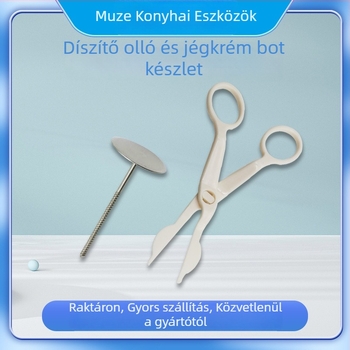 Tortadíszítő ollók készlet, dekorációk áthelyezéséhez, rozsdamentes acél és ABS