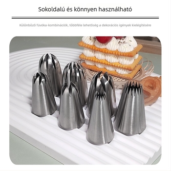 304 rozsdamentes acél díszítőcső készlet tortákhoz és süteményekhez, nyomózacskó, sütés DIY eszköz, nagy méret, hat lyuk