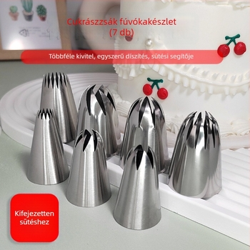 304 rozsdamentes acél díszítőcső készlet tortákhoz és süteményekhez, nyomózacskó, sütés DIY eszköz, nagy méret, hat lyuk