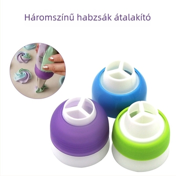 Háromszínű krémnyomócső adapter tortadíszítéshez