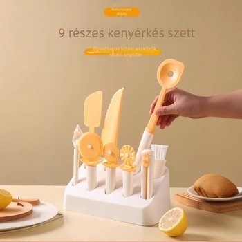 9 részes süteménykészlet: kaparó, olaj ecset, spatula, díszítő kanál, nyújtófa, vágó
