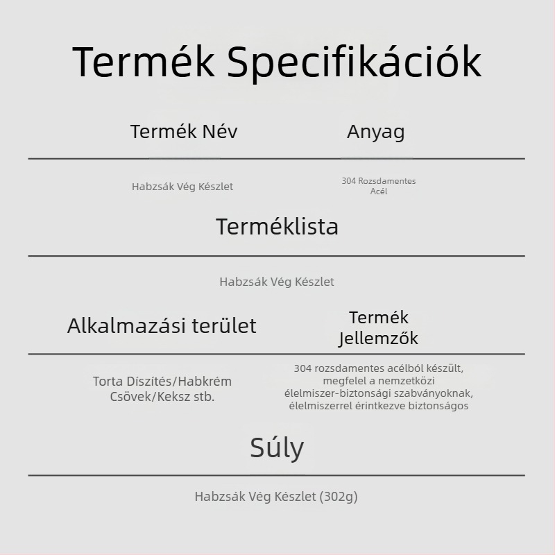 27 darabos 304 rozsdamentes acél díszítő nyomócső készlet