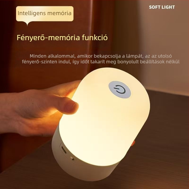 LED újratölthető éjszakai fény, hangulatos asztali lámpa érintéses vezérléssel, szemvédelem, ideális baba etetéséhez és éjszakai alváshoz