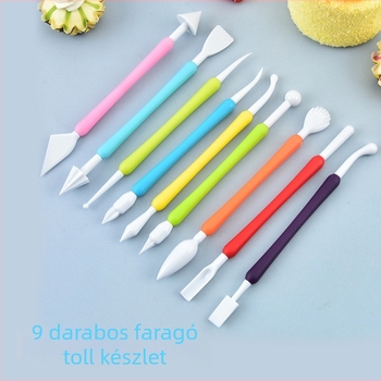 9 darabos fondantvágó és formázókészlet tortadíszítéshez és agyagmodellezéshez