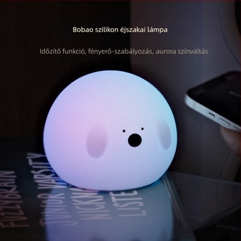 Bobao szilikon éjszakai lámpa, USB töltés, aurora fény, 16 színopció, állat alakú érintéses lámpa, minimalist dizájn