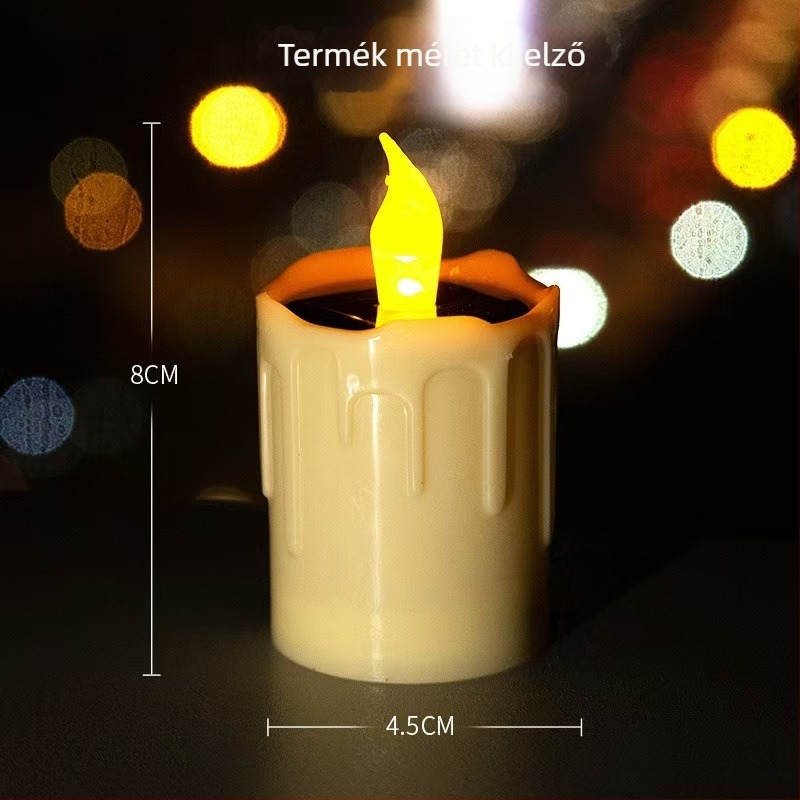Napelemes LED gyertya, vízálló kültéri lámpa karácsonyra, Halloweenre, esküvőkre és születésnapokra, intelligens