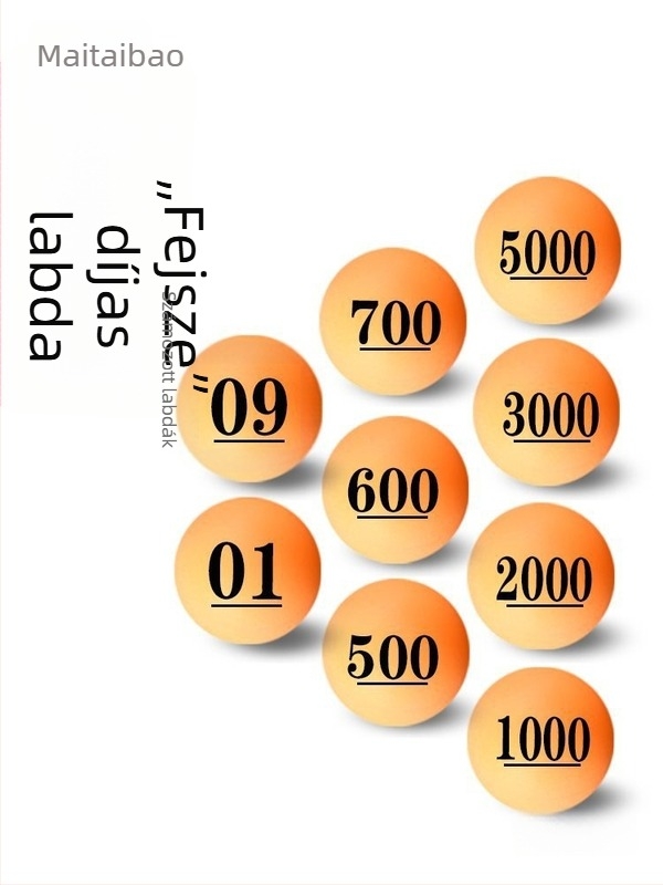 4 cm narancssárga számozott ping-pong golyó – varrat nélküli matt felületű rekvizit sorsolásokhoz