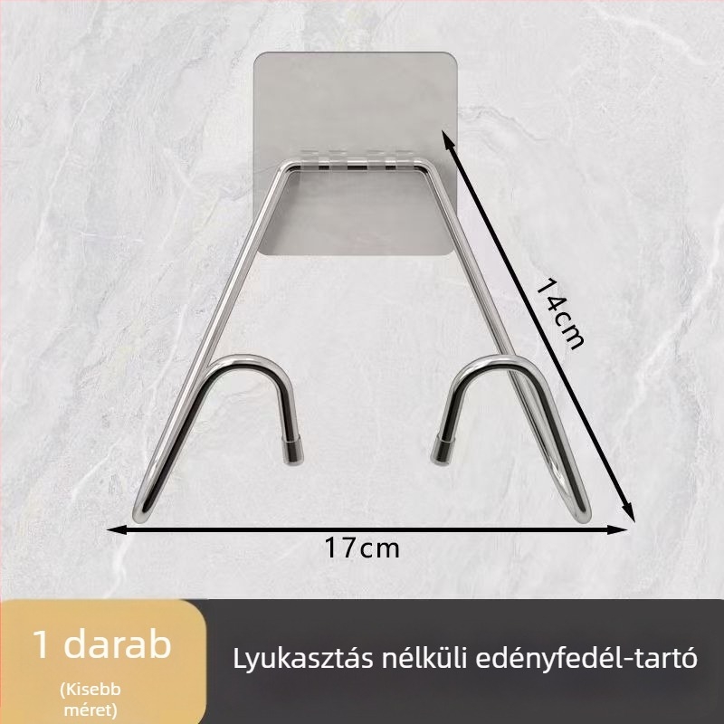 Új, többfunkciós konyhai falra szerelhető tárolópolc – fúrás nélkül, fedőlap-tartó és vágódeszka tartó