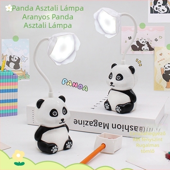 Panda asztali lámpa ceruzahegyezővel, USB-töltésű LED összecsukható éjjeli fény