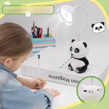Panda asztali lámpa ceruzahegyezővel, USB-töltésű LED összecsukható éjjeli fény