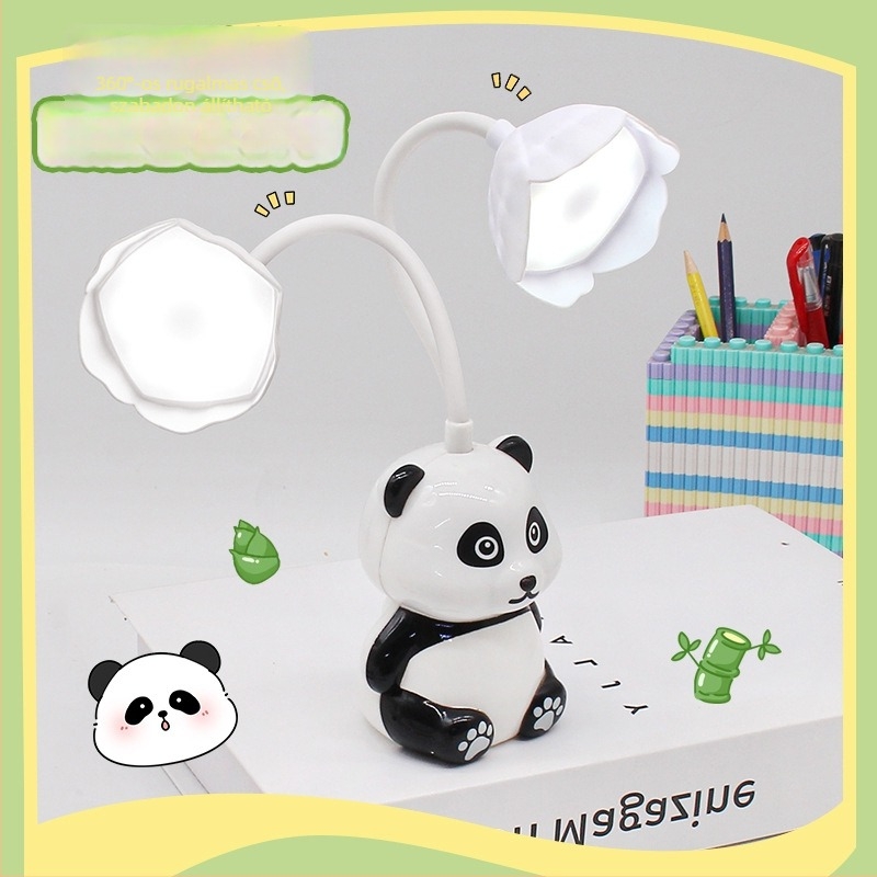 Panda asztali lámpa ceruzahegyezővel, USB-töltésű LED összecsukható éjjeli fény